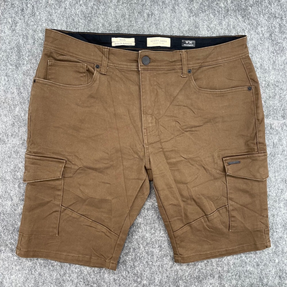Scott James Shorts Mens 36 Slim Fit Cargo Brown Cotton Utility Casual